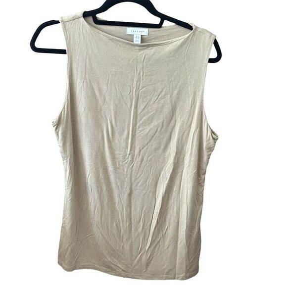TopShop Women's Sleeveless Beige Tank Top Size L Casual Spring - Picture 2 of 6